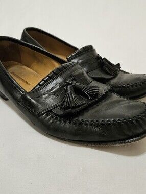 Johnston & Murphy Kiltie Tassel Loafers Black Mens 10.5 Slip On Shoes 15 0835